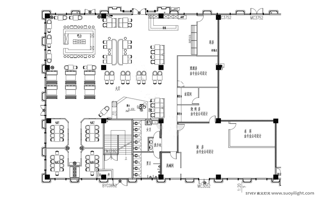 Cali复古型音乐清吧效果图及平面方案